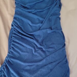 Elegant Blue Ruched Dress